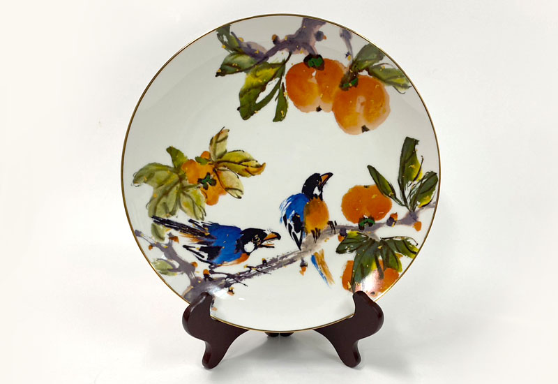 D51-柿柿如意翠鳥瓷盤 D51-柿柿如意翠鳥瓷盤