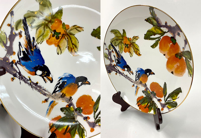 D51-柿柿如意翠鳥瓷盤 D51-柿柿如意翠鳥瓷盤