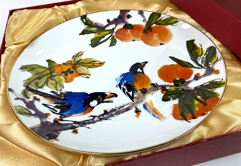 D51-柿柿如意翠鳥瓷盤 D51-柿柿如意翠鳥瓷盤