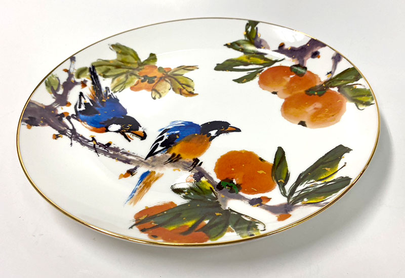 D51-柿柿如意翠鳥瓷盤 D51-柿柿如意翠鳥瓷盤
