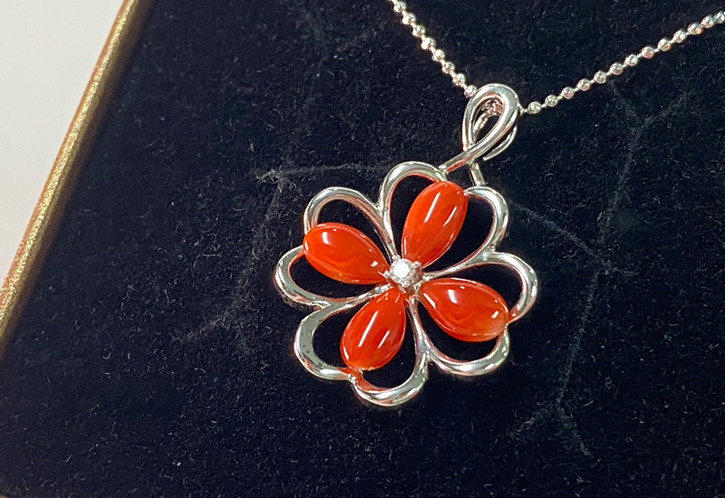 蘇澳珊瑚 珊瑚四水滴花型墜子_ASKPDW0171 蘇澳珊瑚 珊瑚四水滴花型墜子_ASKPDW0171