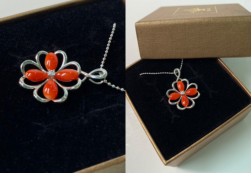 蘇澳珊瑚 珊瑚四水滴花型墜子_ASKPDW0171 蘇澳珊瑚 珊瑚四水滴花型墜子_ASKPDW0171