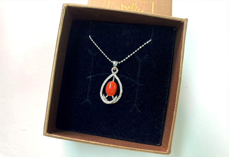 蘇澳珊瑚 珊瑚戒面水鑽墜子_SSKPDC0296 蘇澳珊瑚 珊瑚戒面水鑽墜子_SSKPDC0296