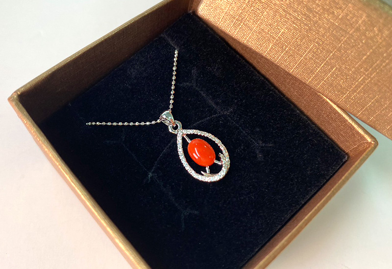 蘇澳珊瑚 珊瑚戒面水鑽墜子_SSKPDC0296 蘇澳珊瑚 珊瑚戒面水鑽墜子_SSKPDC0296