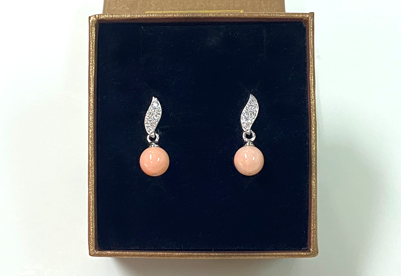 蘇澳珊瑚 粉珊瑚圓珠耳環_MSKERB0001 蘇澳珊瑚 粉珊瑚圓珠耳環_MSKERB0001