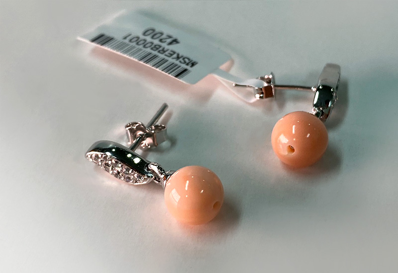 蘇澳珊瑚 粉珊瑚圓珠耳環_MSKERB0001 蘇澳珊瑚 粉珊瑚圓珠耳環_MSKERB0001