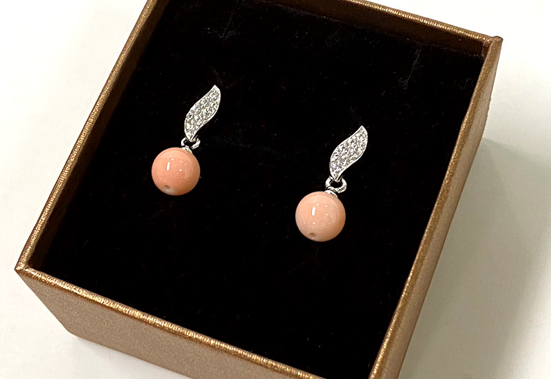 蘇澳珊瑚 粉珊瑚圓珠耳環_MSKERB0001 蘇澳珊瑚 粉珊瑚圓珠耳環_MSKERB0001