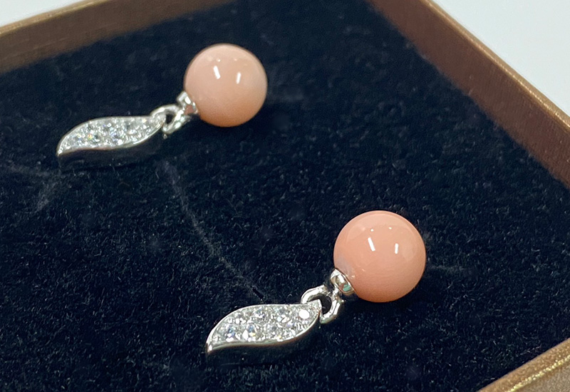 蘇澳珊瑚 粉珊瑚圓珠耳環_MSKERB0001 蘇澳珊瑚 粉珊瑚圓珠耳環_MSKERB0001