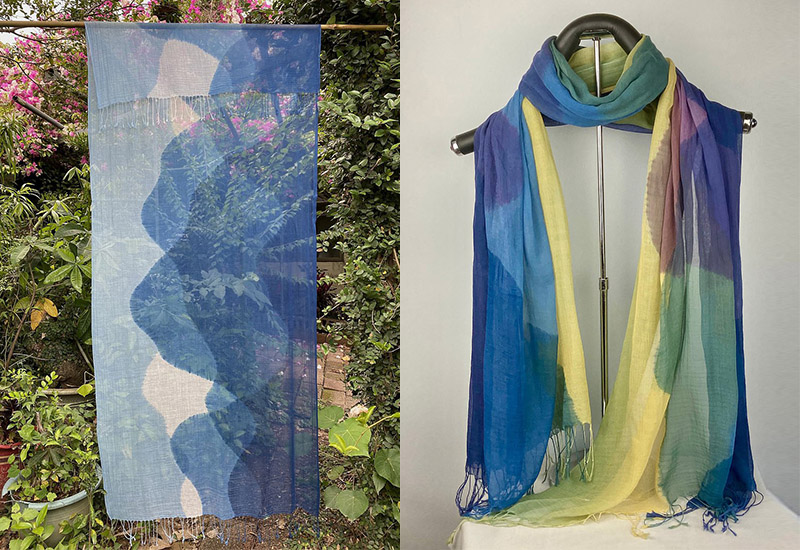 天染工坊 山鄉組曲— 天然藍靛多層次疊染棉圍巾(3款可選) 天染工坊 山鄉組曲— 天然藍靛多層次疊染棉圍巾(3款可選)