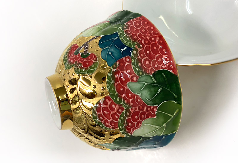 大立窯 鎏金大吉大利法華彩 對杯 大立窯 鎏金大吉大利法華彩 對杯