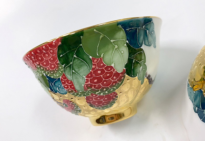 大立窯 鎏金大吉大利法華彩 對杯 大立窯 鎏金大吉大利法華彩 對杯
