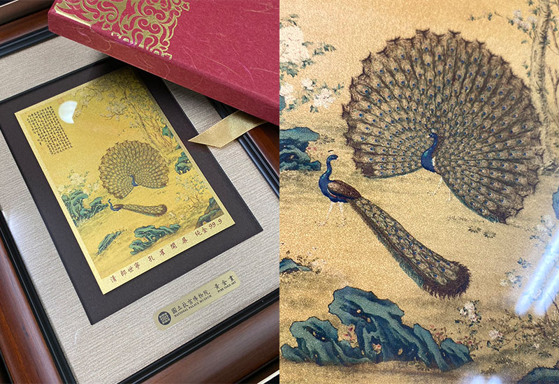 品金品 五福 - 孔雀開屏 黃金複製畫 品金品 五福 - 孔雀開屏 黃金複製畫