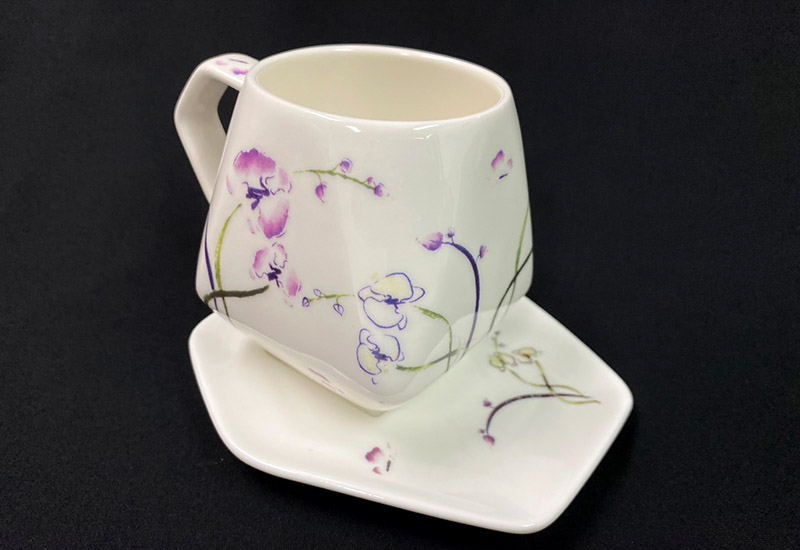 蘭花蝴蝶天燈咖啡杯盤組 蘭花蝴蝶天燈咖啡杯盤組