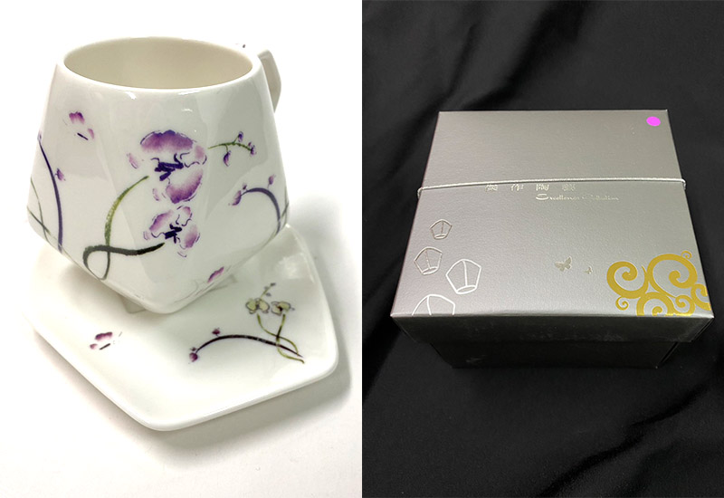 蘭花蝴蝶天燈咖啡杯盤組 蘭花蝴蝶天燈咖啡杯盤組