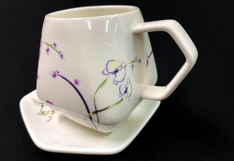 蘭花蝴蝶天燈咖啡杯盤組 蘭花蝴蝶天燈咖啡杯盤組