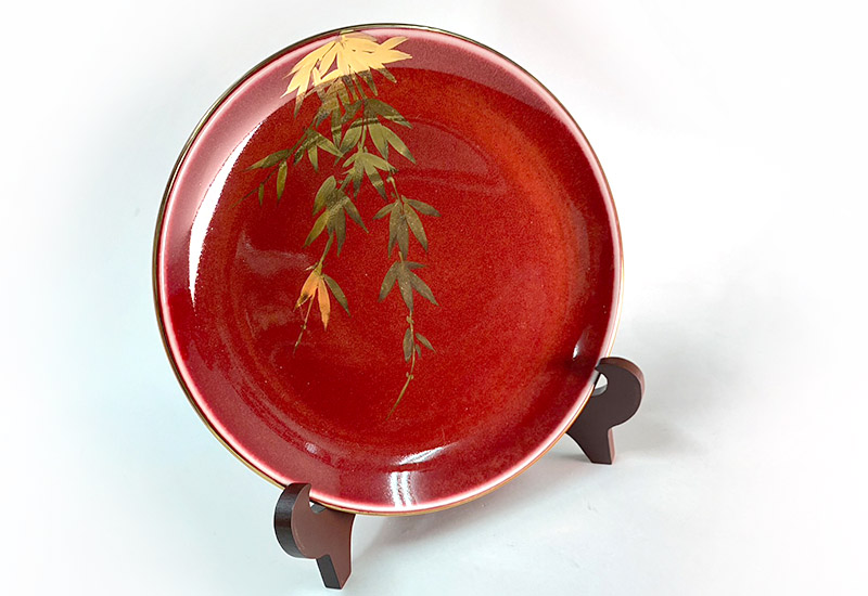 祥軒窯 四季鎏金盤-紅夏  鶯歌燒  祥軒窯 四季鎏金盤-紅夏  鶯歌燒