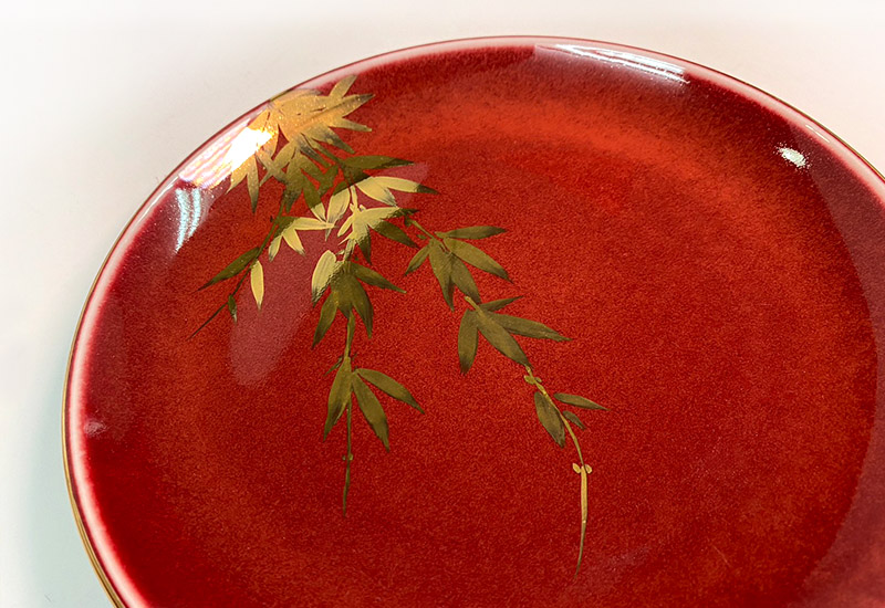 祥軒窯 四季鎏金盤-紅夏  鶯歌燒  祥軒窯 四季鎏金盤-紅夏  鶯歌燒