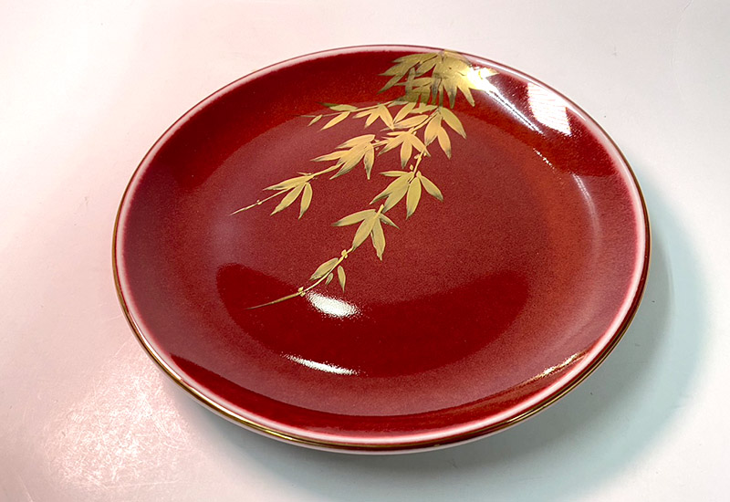 祥軒窯 四季鎏金盤-紅夏  鶯歌燒  祥軒窯 四季鎏金盤-紅夏  鶯歌燒