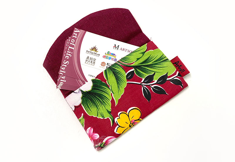 台灣花布 花布名片包-暗紅 台灣花布 花布名片包-暗紅