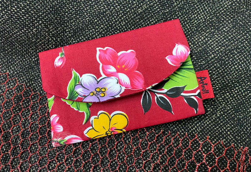 台灣花布 花布名片包-暗紅 台灣花布 花布名片包-暗紅
