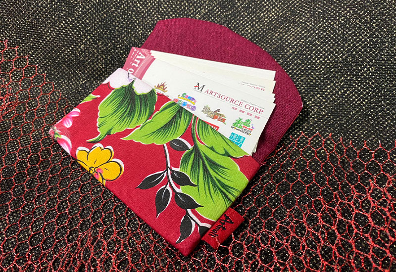 台灣花布 花布名片包-暗紅 台灣花布 花布名片包-暗紅