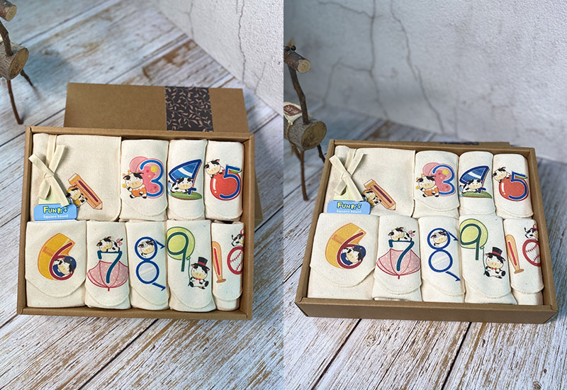 啟蒙數字紗布方巾禮盒-牛 啟蒙數字紗布方巾禮盒-牛