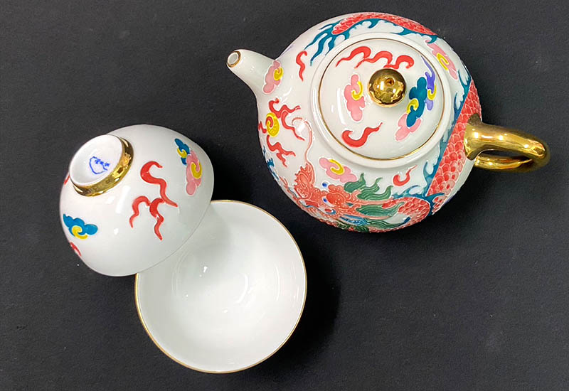 祥龍獻瑞一壺二杯茶具組(白.彩色) 祥龍獻瑞一壺二杯茶具組(白.彩色)