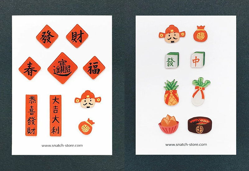 恭喜發財+大吉大利 耳環耳夾別針 恭喜發財+大吉大利 耳環耳夾別針