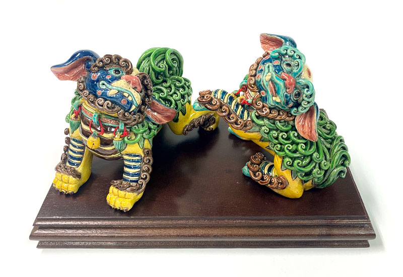 呂世仁 小對獅(對) 交趾陶  呂世仁 小對獅(對) 交趾陶