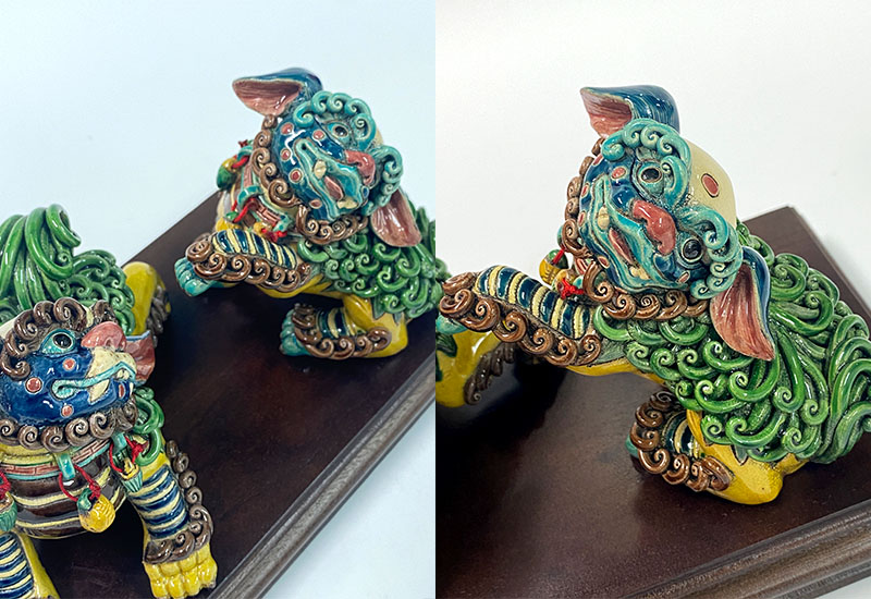 呂世仁 小對獅(對) 交趾陶  呂世仁 小對獅(對) 交趾陶