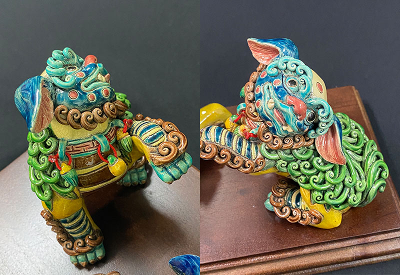 呂世仁 小對獅(對) 交趾陶  呂世仁 小對獅(對) 交趾陶