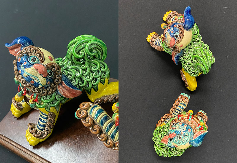 呂世仁 小對獅(對) 交趾陶  呂世仁 小對獅(對) 交趾陶