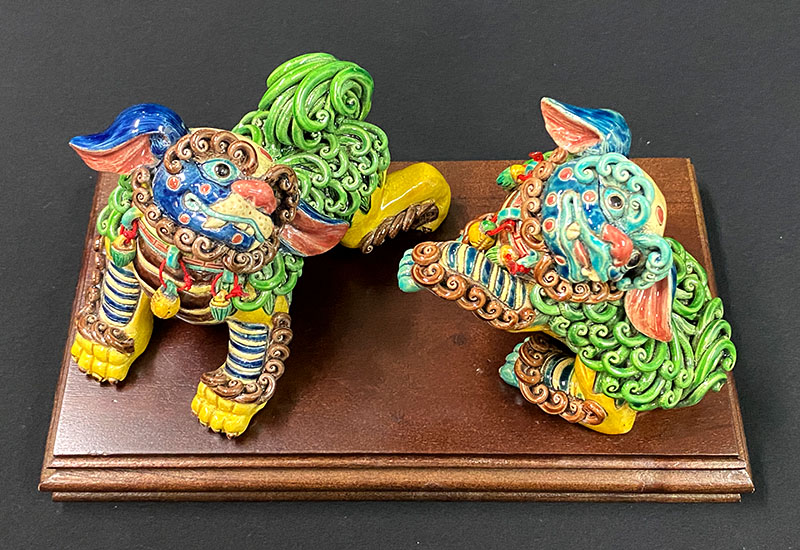 呂世仁 小對獅(對) 交趾陶  呂世仁 小對獅(對) 交趾陶