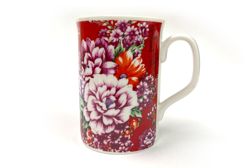 台灣花布 馬克杯-大紅色 台灣花布 馬克杯-大紅色