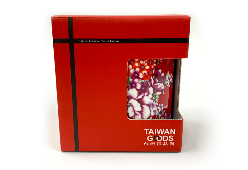 台灣花布 馬克杯-大紅色 台灣花布 馬克杯-大紅色