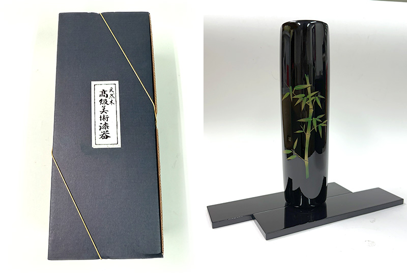 林建正 彩繪花器高-竹 林建正 彩繪花器高-竹