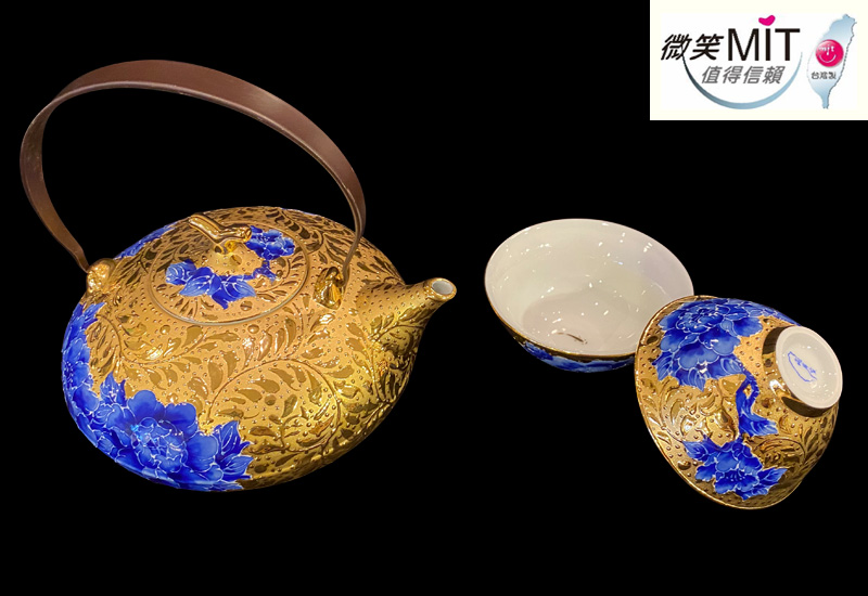 法華彩 富貴滿園鎏金美人壸組(1壺2杯) 台灣MIT認證 法華彩 富貴滿園鎏金美人壸組(1壺2杯) 台灣MIT認證