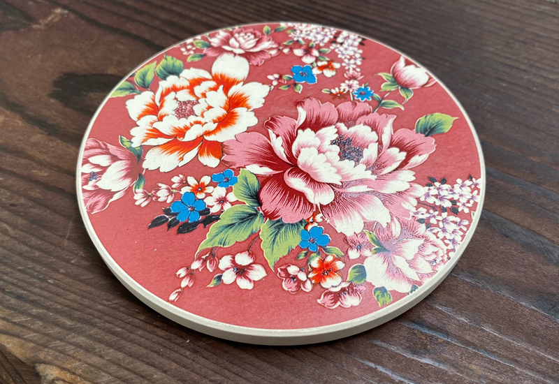 台灣花布 粉紅色吸水杯墊 台灣花布 粉紅色吸水杯墊