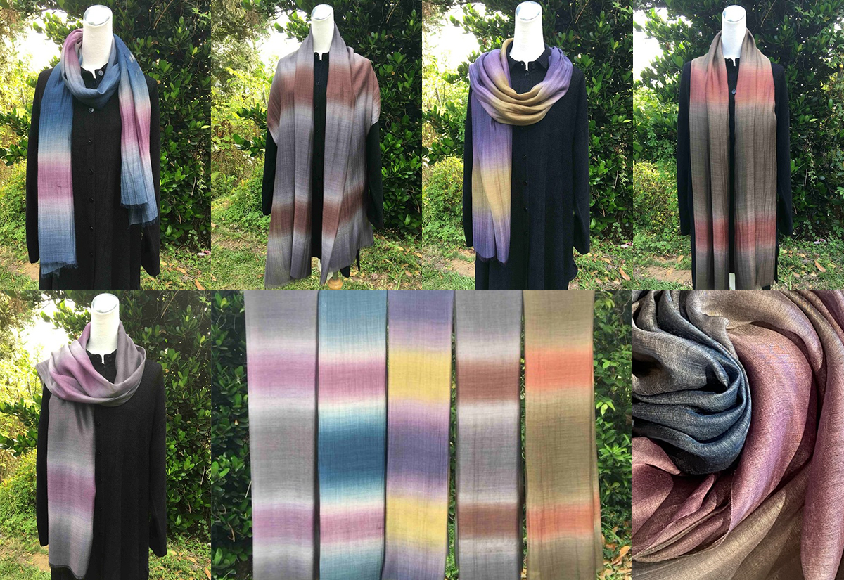 天染工坊 沉吟-天染絲毛三色漸層圍巾(多色可選) 天染工坊 沉吟-天染絲毛三色漸層圍巾(多色可選)