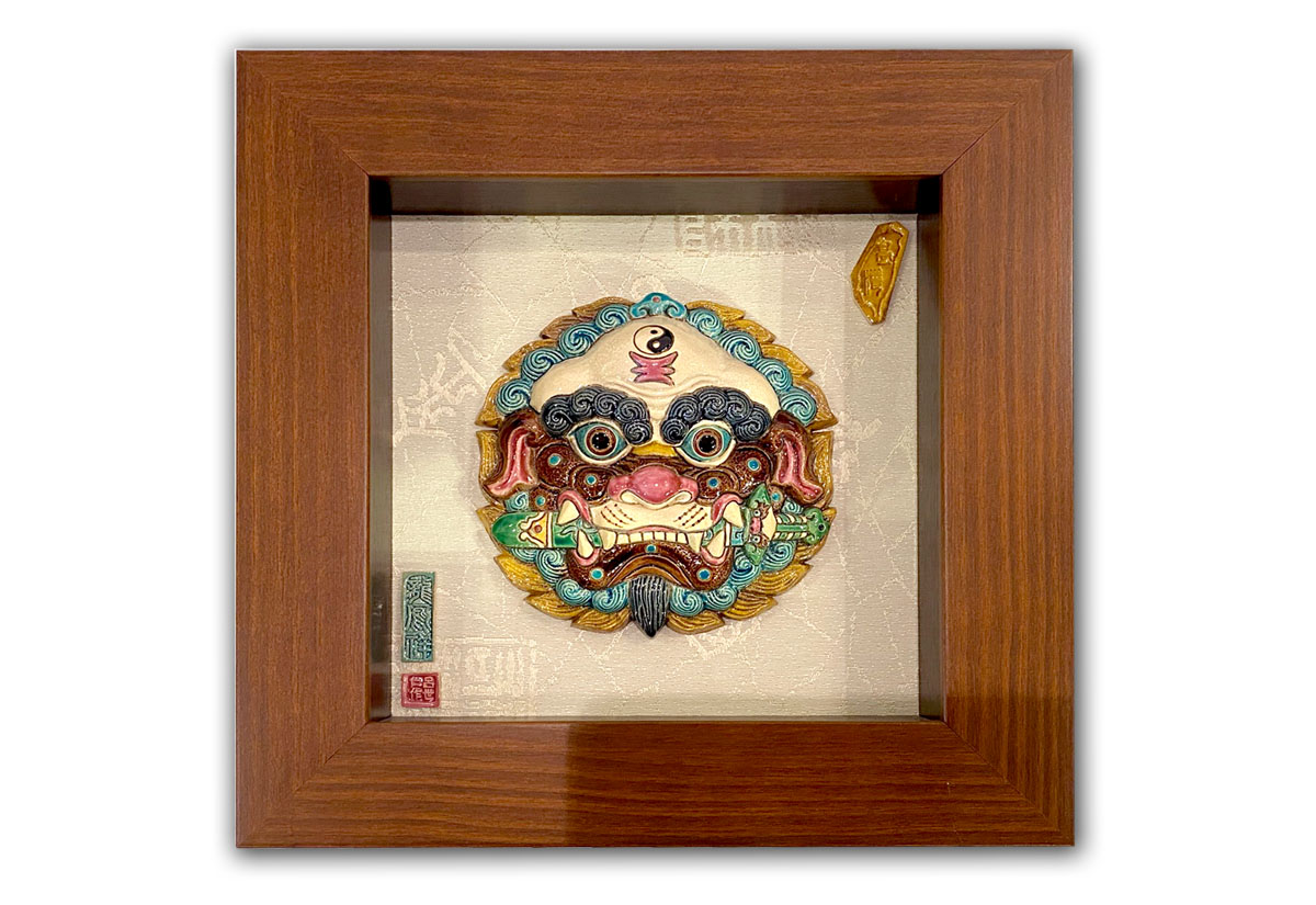 呂世仁 團獅(框) 交趾陶 掛畫 呂世仁 團獅(框) 交趾陶 掛畫