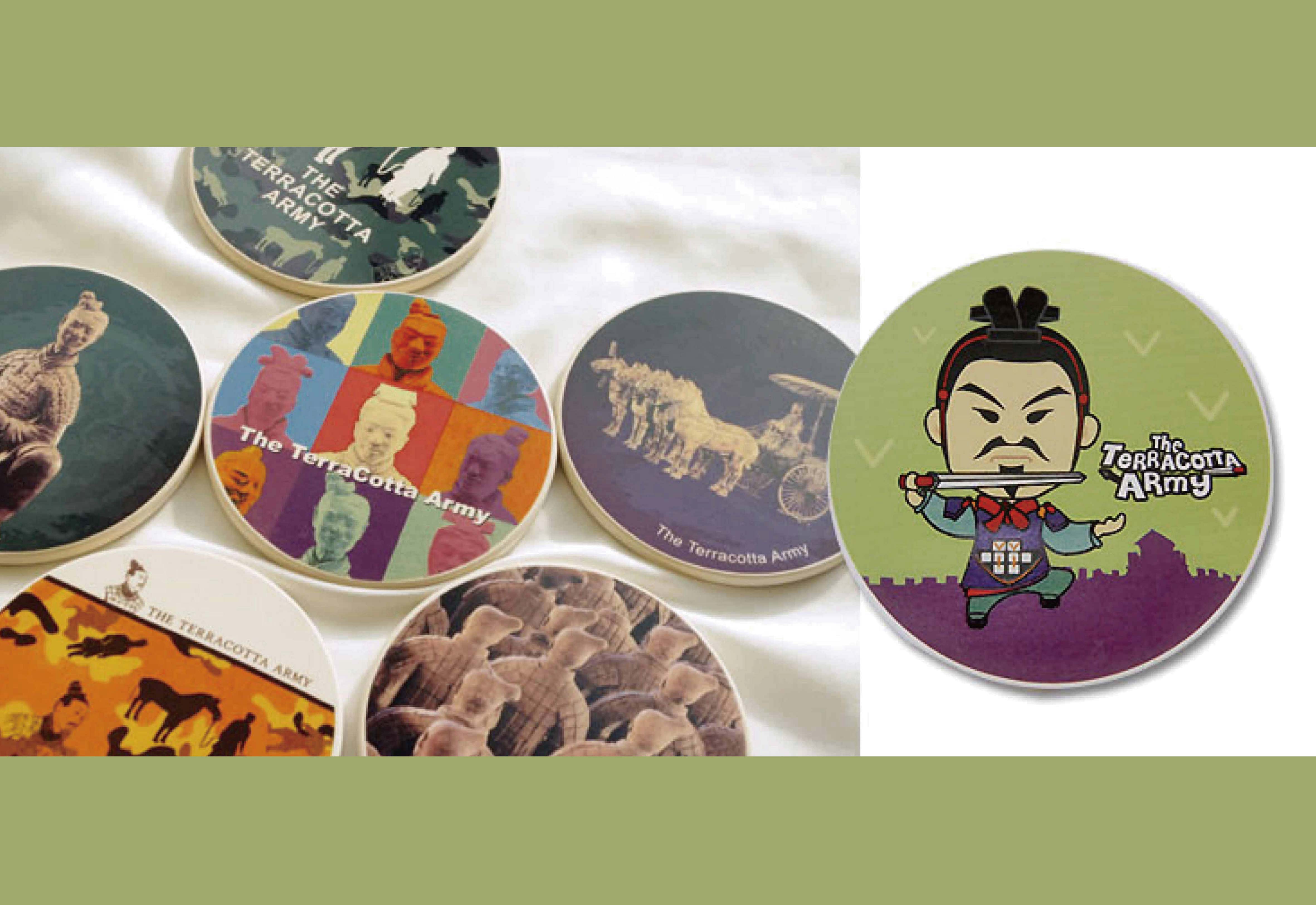 兵馬俑 Q版將軍俑吸水杯墊 兵馬俑 Q版將軍俑吸水杯墊