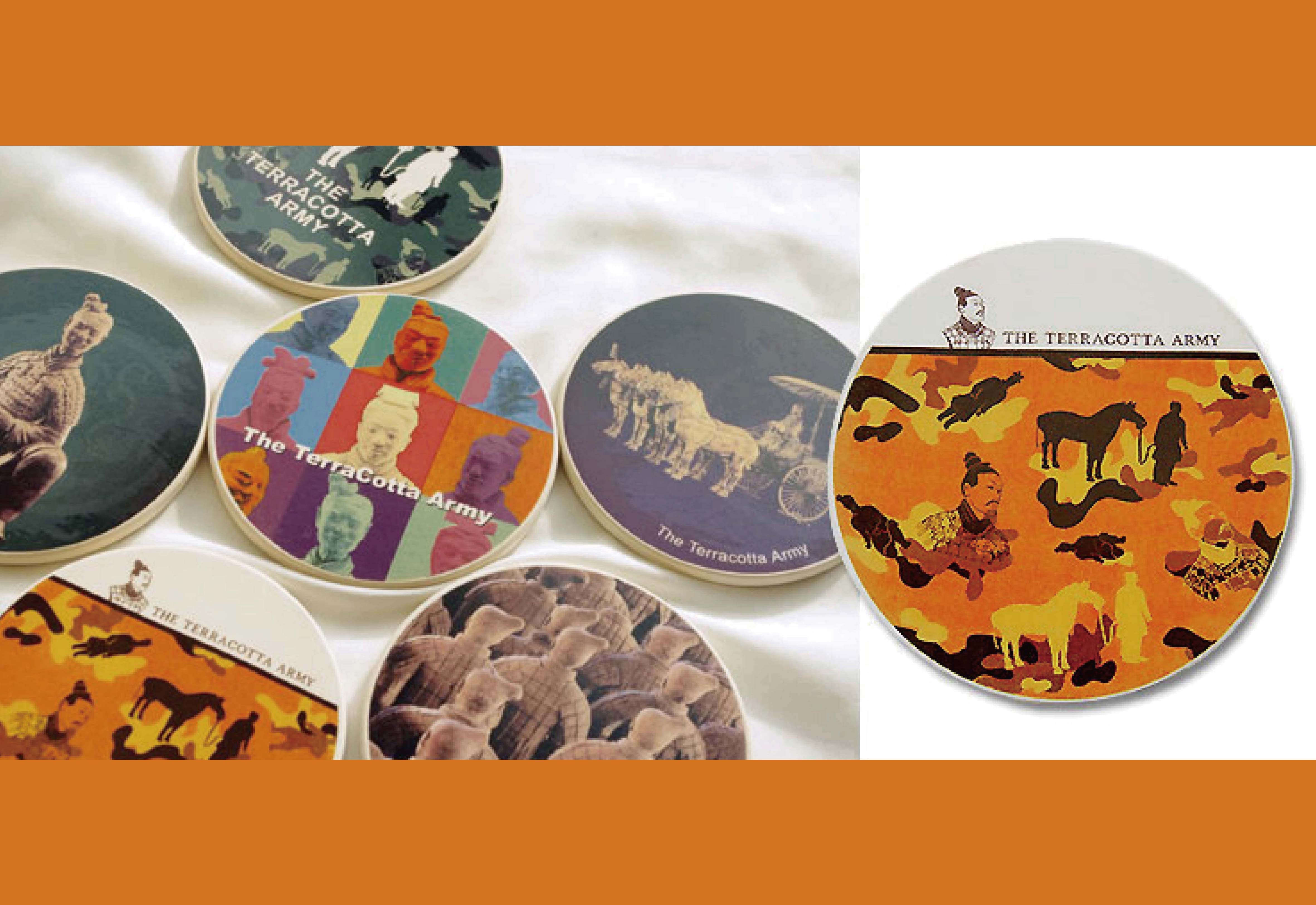 兵馬俑 迷彩橘吸水杯墊 兵馬俑 迷彩橘吸水杯墊