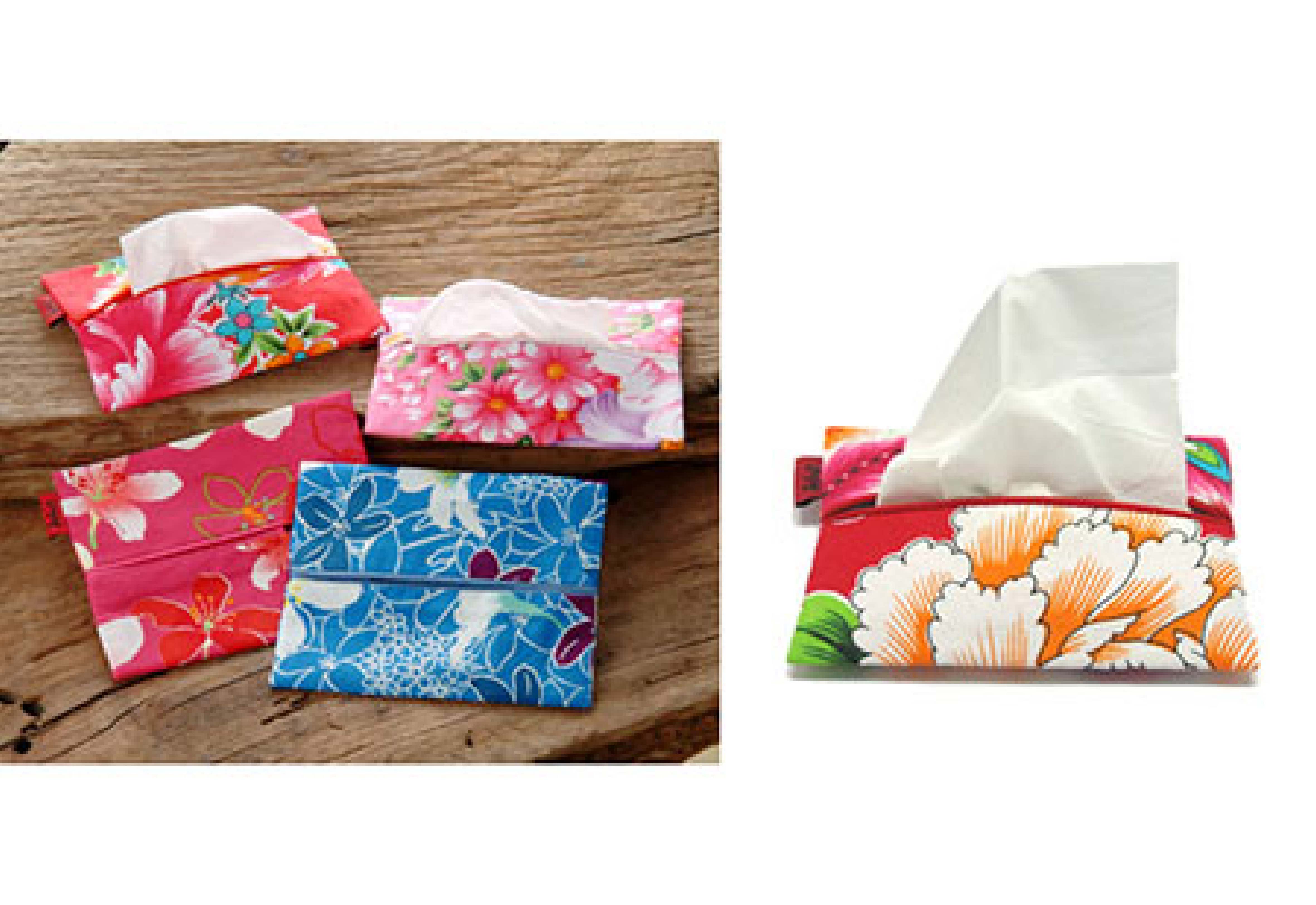 台灣花布 面紙套-大紅色