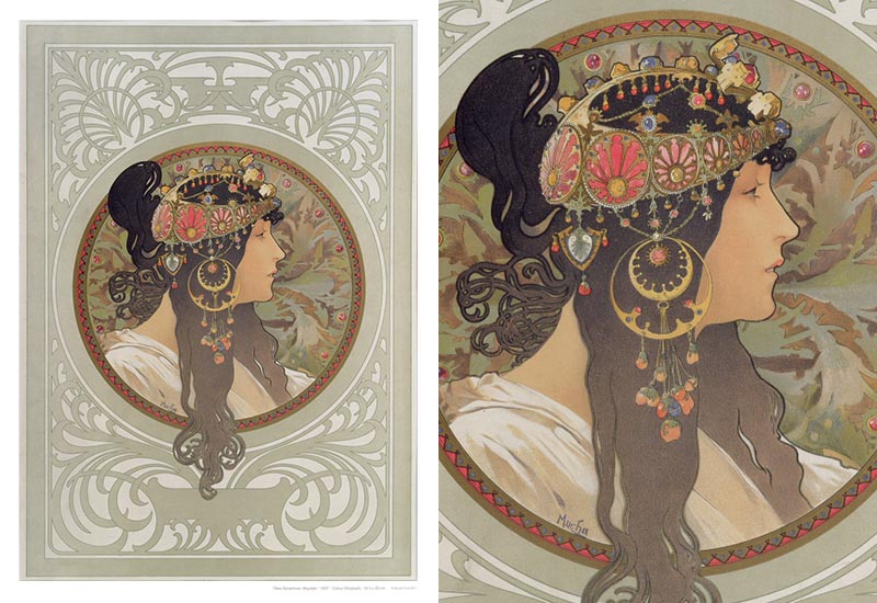Mucha 慕夏系列 A4海報-拜占庭風格頭飾-棕髮 Mucha 慕夏系列 A4海報-拜占庭風格頭飾-棕髮