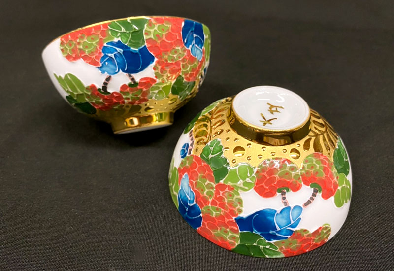 大立窯 鎏金大吉大利法華彩 對杯 大立窯 鎏金大吉大利法華彩 對杯