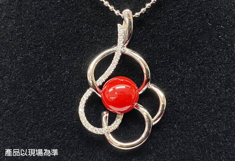蘇澳珊瑚 珊瑚戒面18K墜子 項鍊墜 AEKPDD0008 蘇澳珊瑚 珊瑚戒面18K墜子 項鍊墜 AEKPDD0008