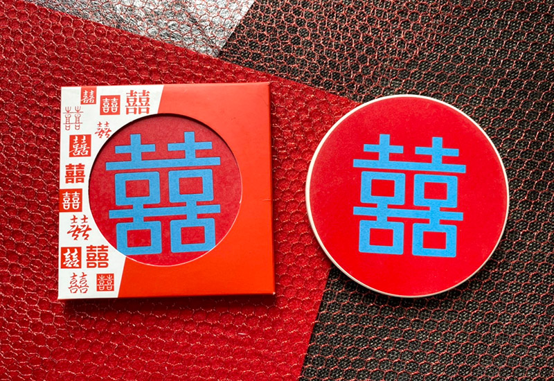 開門見囍 吸水杯墊-紅藍色 開門見囍 吸水杯墊-紅藍色