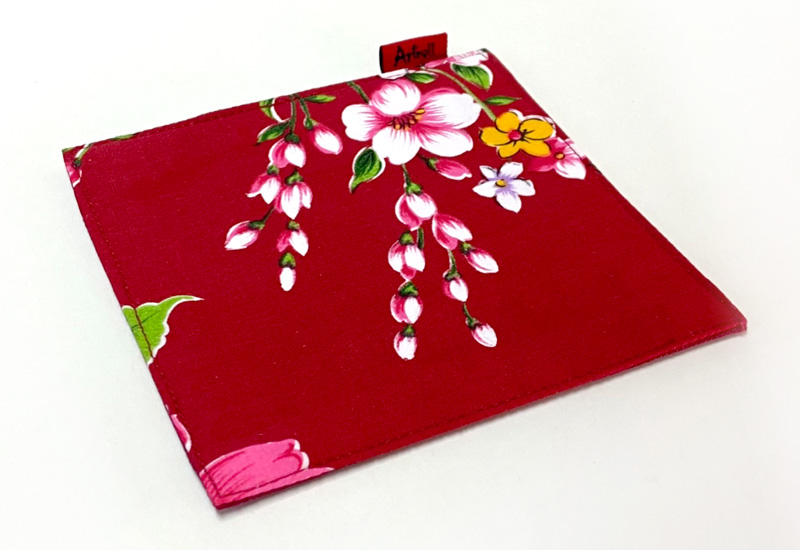 台灣花布 杯墊-暗紅 台灣花布 杯墊-暗紅