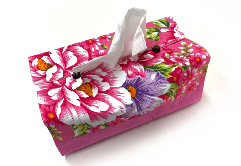 台灣花布 面紙盒套-桃紅 台灣花布 面紙盒套-桃紅