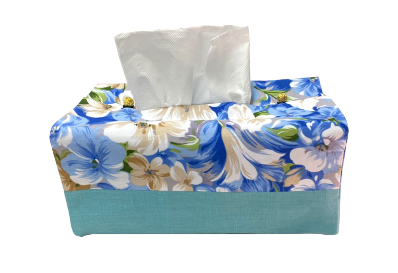 台灣花布 面紙盒套-水藍 台灣花布 面紙盒套-水藍